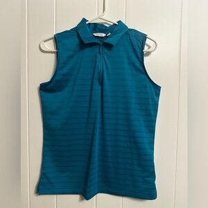 Lady Hagen Teal Striped Golf Tank Top